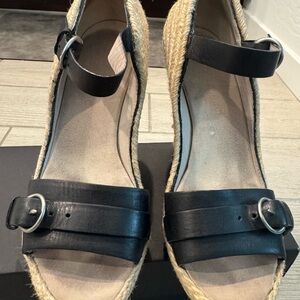 All Saints Black Leather Espadrilles